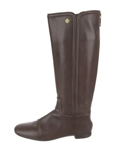 Pre-owned Tory Burch Leather Riding Boots In Brown