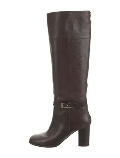 Pre-owned Tory Burch Leather Riding Boots In Brown