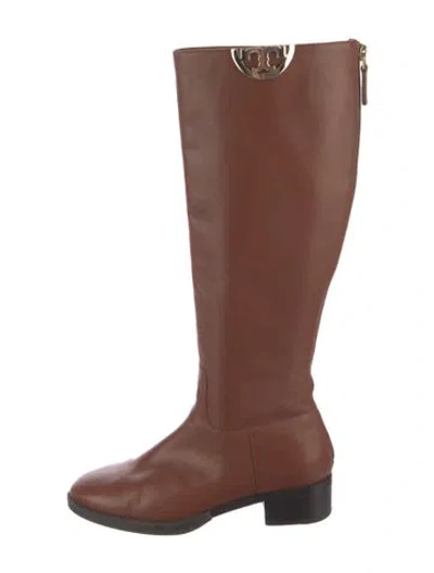 Pre-owned Tory Burch Leather Riding Boots In Brown