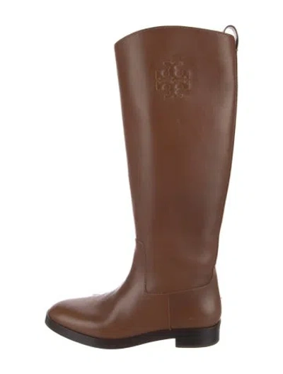 Pre-owned Tory Burch Leather Riding Boots In Brown