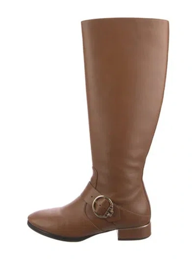 Pre-owned Tory Burch Leather Riding Boots In Brown