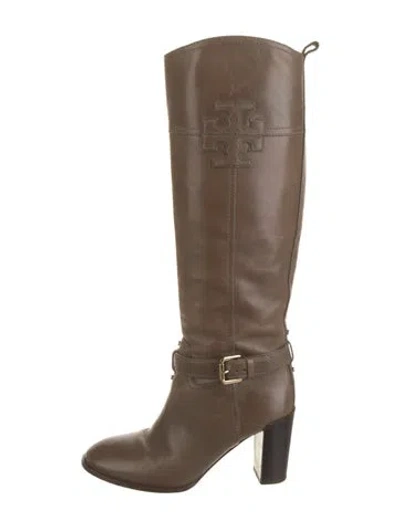 Pre-owned Tory Burch Leather Riding Boots In Brown