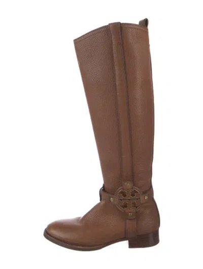 Pre-owned Tory Burch Leather Riding Boots In Brown