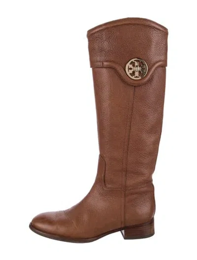 Pre-owned Tory Burch Leather Riding Boots In Brown