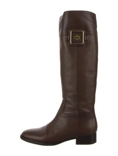 Pre-owned Tory Burch Leather Riding Boots In Brown