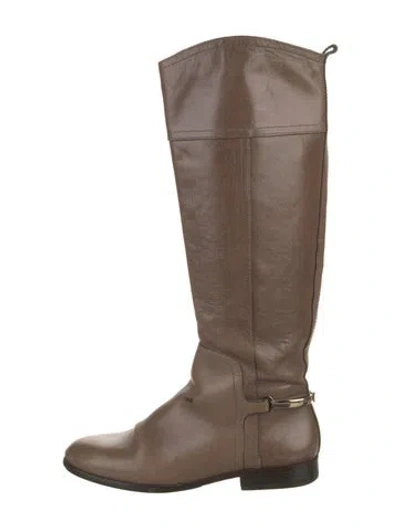 Pre-owned Tory Burch Leather Riding Boots In Brown