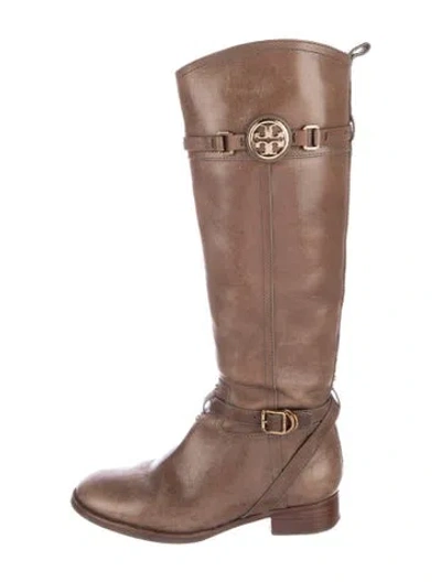 Pre-owned Tory Burch Leather Riding Boots In Brown