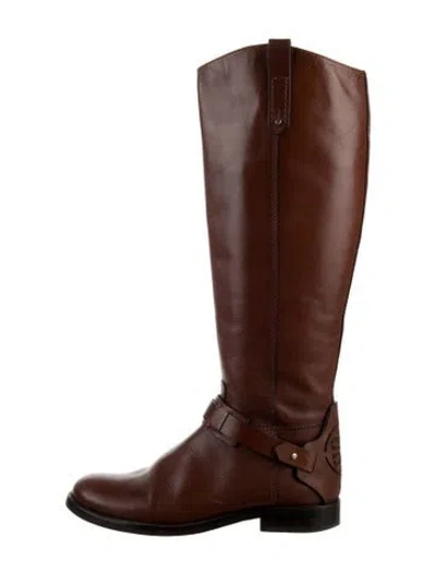 Pre-owned Tory Burch Leather Riding Boots In Brown
