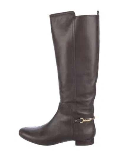 Pre-owned Tory Burch Leather Riding Boots In Brown
