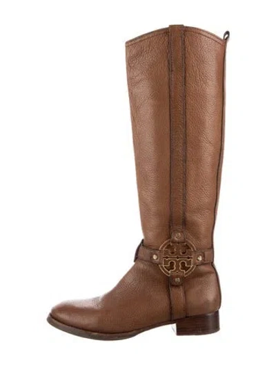 Pre-owned Tory Burch Leather Riding Boots In Brown