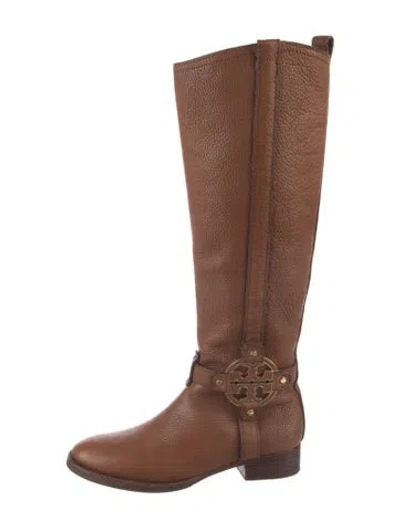 Pre-owned Tory Burch Leather Riding Boots In Brown