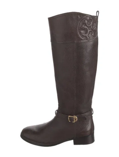 Pre-owned Tory Burch Leather Riding Boots In Brown