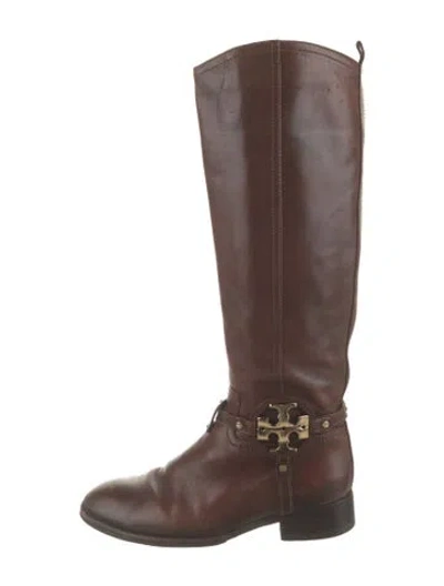 Pre-owned Tory Burch Leather Riding Boots In Brown