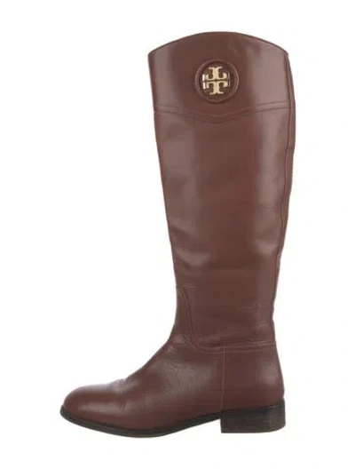 Pre-owned Tory Burch Leather Riding Boots In Brown