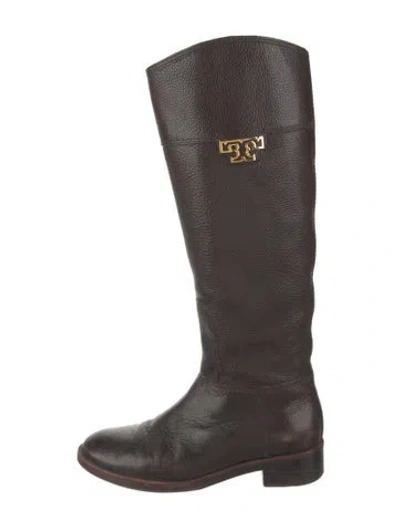 Pre-owned Tory Burch Leather Riding Boots In Brown