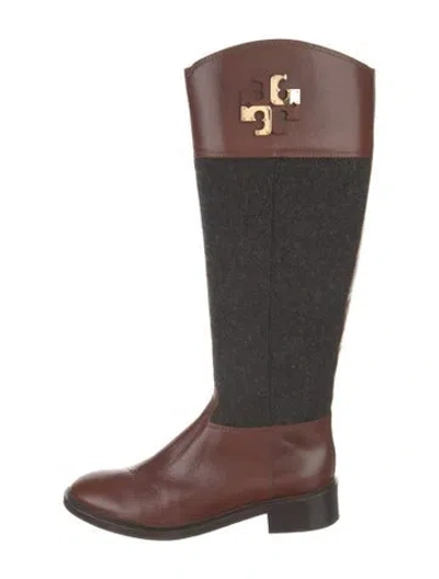 Pre-owned Tory Burch Leather Riding Boots In Brown
