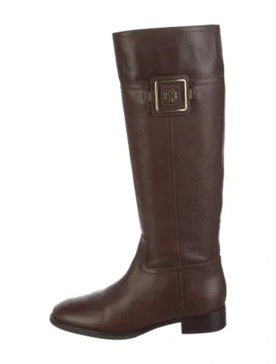 Pre-owned Tory Burch Leather Riding Boots In Brown