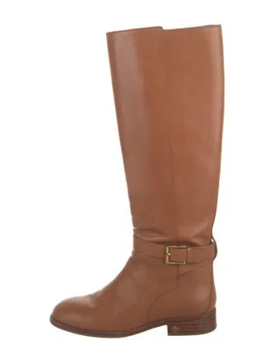 Pre-owned Tory Burch Leather Riding Boots In Brown