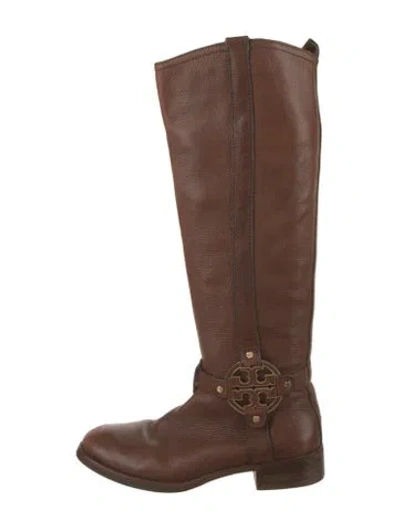 Pre-owned Tory Burch Leather Riding Boots In Brown