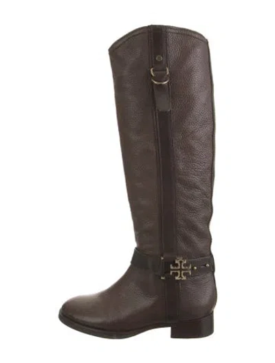 Pre-owned Tory Burch Leather Riding Boots In Brown