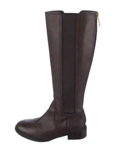 Pre-owned Tory Burch Leather Riding Boots In Brown