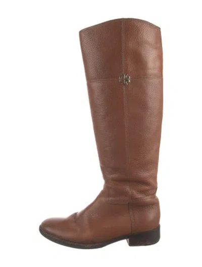 Pre-owned Tory Burch Leather Riding Boots In Brown