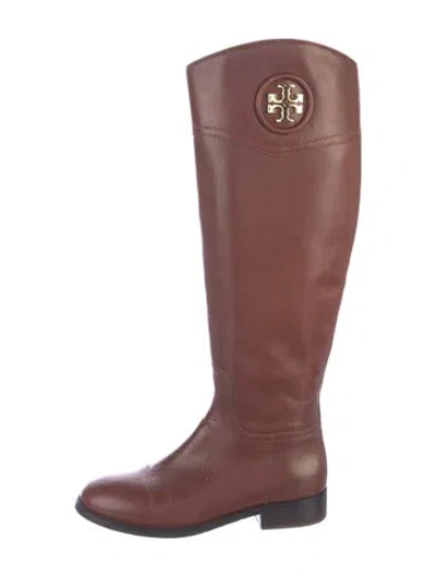 Pre-owned Tory Burch Leather Riding Boots In Brown