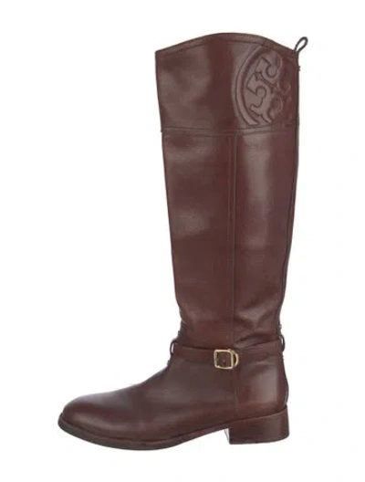 Pre-owned Tory Burch Leather Riding Boots In Brown