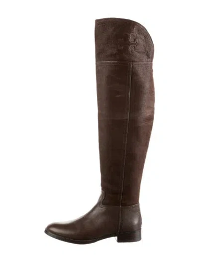 Pre-owned Tory Burch Leather Riding Boots In Brown