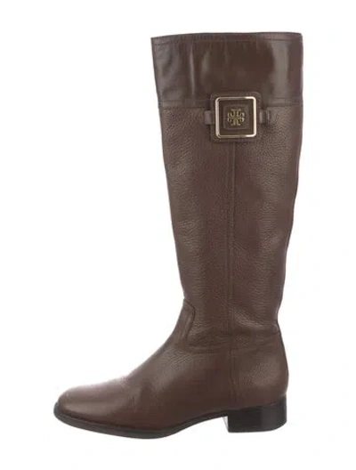 Pre-owned Tory Burch Leather Riding Boots In Brown