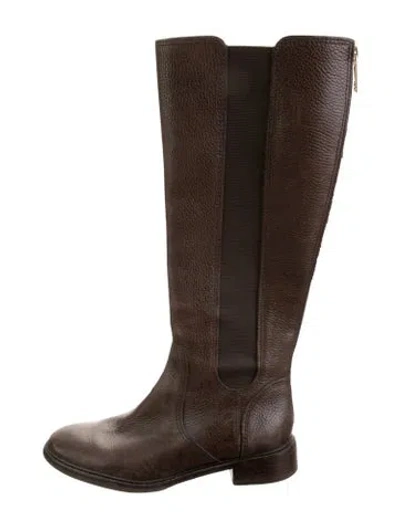 Pre-owned Tory Burch Leather Riding Boots In Brown