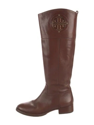 Pre-owned Tory Burch Leather Riding Boots In Brown