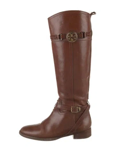 Pre-owned Tory Burch Leather Riding Boots In Brown