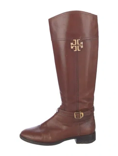 Pre-owned Tory Burch Leather Riding Boots In Brown