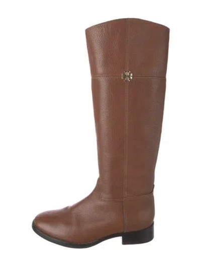 Pre-owned Tory Burch Leather Riding Boots In Brown