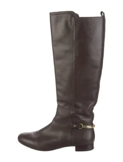 Pre-owned Tory Burch Leather Riding Boots In Brown