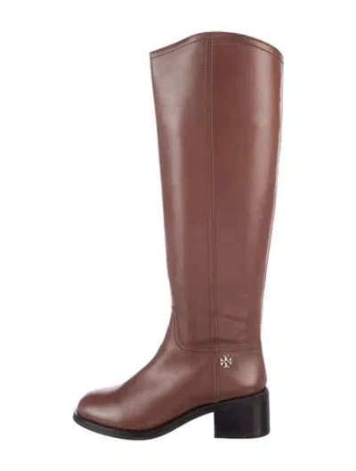 Pre-owned Tory Burch Leather Riding Boots In Brown