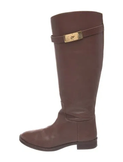 Pre-owned Tory Burch Leather Riding Boots In Brown