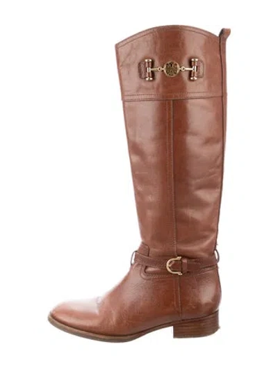 Pre-owned Tory Burch Leather Riding Boots In Brown