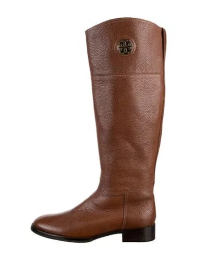 Pre-owned Tory Burch Leather Riding Boots In Brown/neutrals