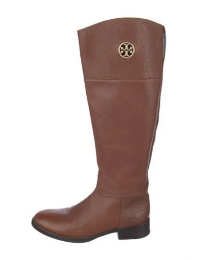 Pre-owned Tory Burch Leather Riding Boots In Brown/neutrals