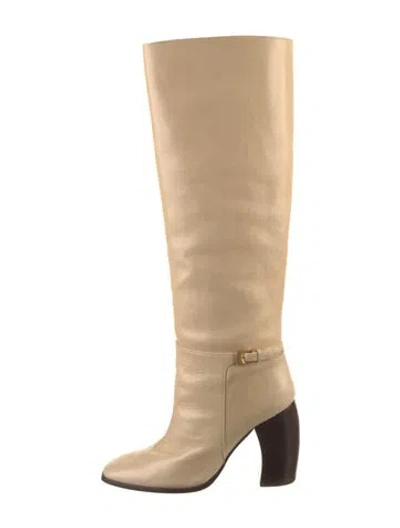 Pre-owned Tory Burch Leather Riding Boots In Brown/neutrals