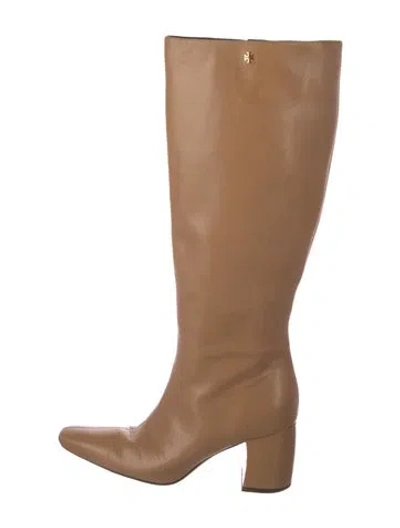 Pre-owned Tory Burch Leather Riding Boots In Neutral