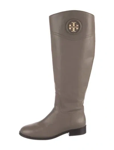 Pre-owned Tory Burch Leather Riding Boots In Neutral