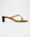 Tory Burch Leather Ring Heeled Slide Sandals In Cantucci
