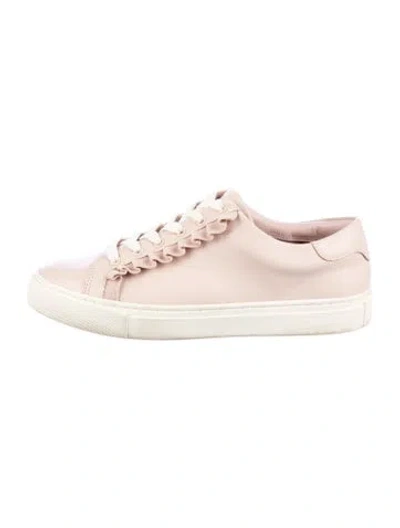 Pre-owned Tory Burch Leather Ruffle Embellishment Sneakers In Pink