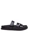 Tory Burch Sport Slide Leather Sandals In Black