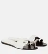 Tory Burch Leather Thong Sandals Metal Detail In Silver
