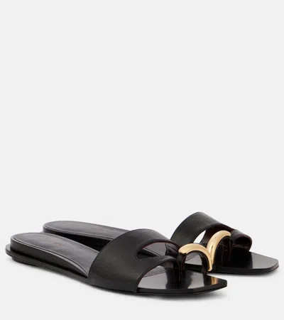 Tory Burch Pierced Slide Flat Shoes With Soft Caprine Leather In Red