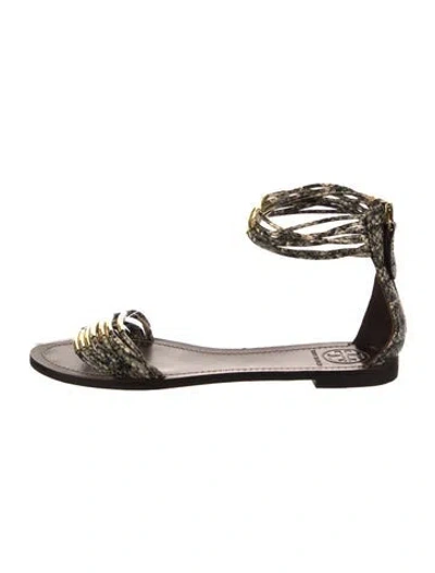 Pre-owned Tory Burch Leather Sandals In Black